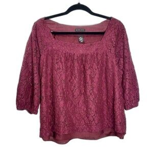 New York & Company Blouse Size XL Burgundy